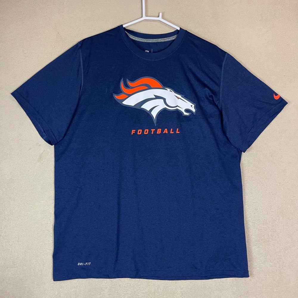 Nike Denver Broncos NFL Dri FIT Football T Shirt Mens XL Navy Blue